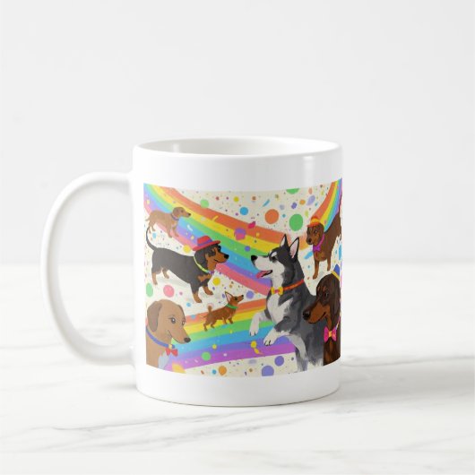 Niedliche Hunde mit Regenbogen Kaffeetasse (Links)
