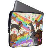 Niedliche Hunde mit Regenbogen Laptopschutzhülle (Vorne Rechts)