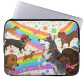 Niedliche Hunde mit Regenbogen Laptopschutzhülle (Vorderseite)