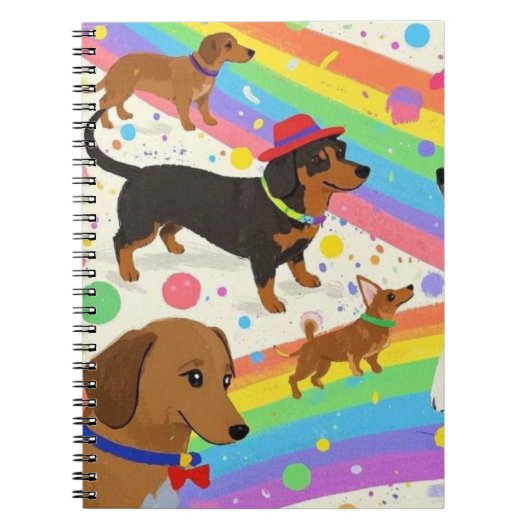 Niedliche Hunde mit Regenbogen Notizblock (Vorderseite)