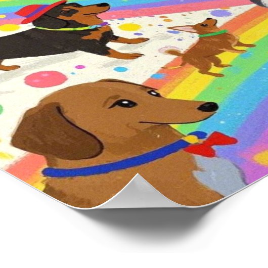 Niedliche Hunde mit Regenbogen Poster (Ecke)
