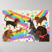 Niedliche Hunde mit Regenbogen Poster (Vorne)
