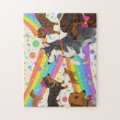 Niedliche Hunde mit Regenbogen Puzzle (Vertikal)