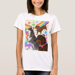 Niedliche Hunde mit Regenbogen T-Shirt