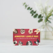 Niedliche Hunde mit rotem Gelb Sitzgelegenheit Visitenkarte (Stehend Vorderseite)