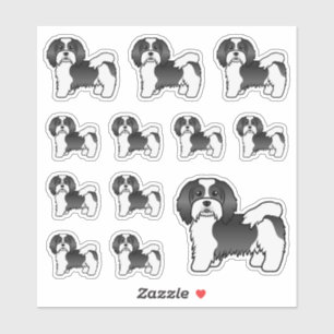 Niedliche Hunde mit schwarz-weißem Havanese Aufkleber