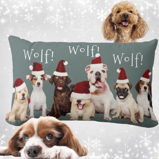 Niedliche Hunde mit Weihnachts-Weihnachtsmannmütze Lendenkissen