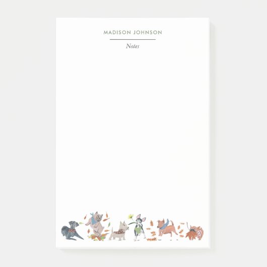 Niedliche Hunde Monogramm Post-it Klebezettel (Vorderseite)