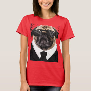 Niedliche Hunde Mops in Schwarz T-Shirt