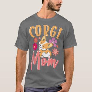 Niedliche Hunde Mum Dog Friend Blume Corgi Mama T  T-Shirt