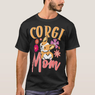 Niedliche Hunde Mum Dog Friend Blume Corgi Mama T T-Shirt