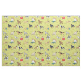 Niedliche Hunde Muster Design Grün Gelb Stoff (Fat Quarter (45,7 x 55,9 cm))
