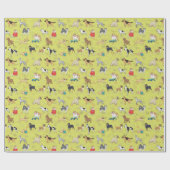 Niedliche Hunde Muster Design Lemon Green Geschenkpapier (Flach)