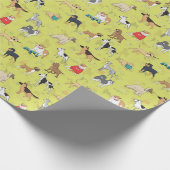 Niedliche Hunde Muster Design Lemon Green Geschenkpapier (Ecke)