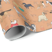 Niedliche Hunde Muster Design Orange Geschenkpapier (Rolleneckpunkt)