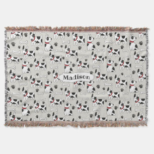 Niedliche Hunde Muster individuelle Name werfen De Decke