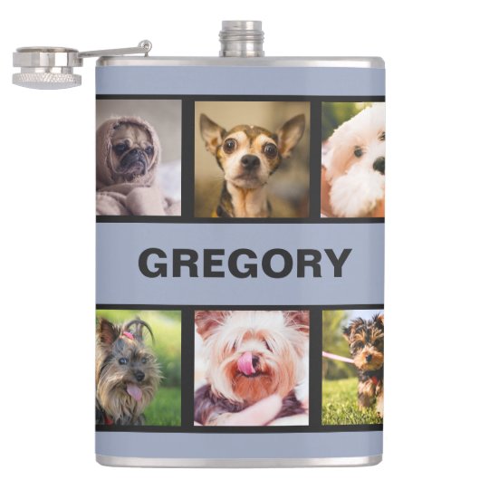 Niedliche Hunde ODER IHRE FOTO-Gewohnheitsflasche Flachmann (Geöffnet)