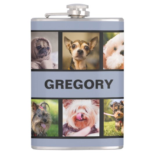 Niedliche Hunde ODER IHRE FOTO-Gewohnheitsflasche Flachmann (Vorderseite)