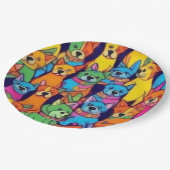 Niedliche Hunde Pappteller (Schrägansicht)