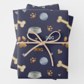 Niedliche Hunde-Paw-Drucke und Knochen Geschenkpapier Set (Beispiel)