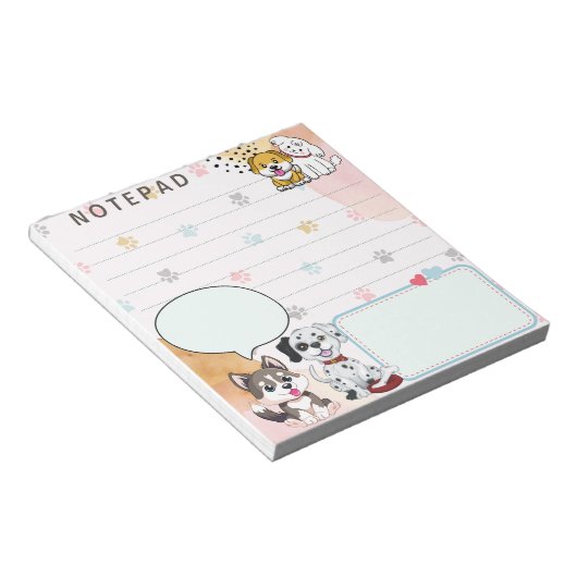 Niedliche Hunde Paw Print Hintergrund Themed Notizblock (angewinkelt)