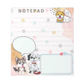 Niedliche Hunde Paw Print Hintergrund Themed Notizblock (Vorderseite)