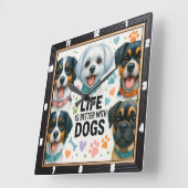 Niedliche Hunde Paws Herz Quadratische Wanduhr (Winkel)