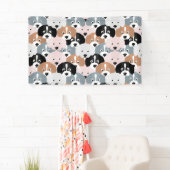 Niedliche Hunde Pink Black Illustration Banner (Insitu)