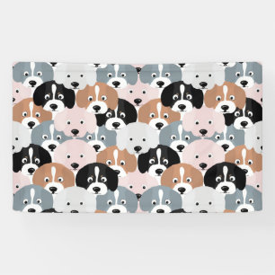 Niedliche Hunde Pink Black Illustration Banner