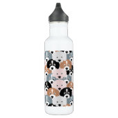 Niedliche Hunde Pink Black Illustration Edelstahlflasche (Rechts)