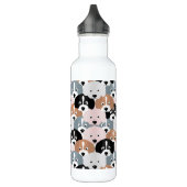 Niedliche Hunde Pink Black Illustration Edelstahlflasche (Links)
