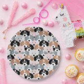 Niedliche Hunde Pink Black Illustration Pappteller (Party)