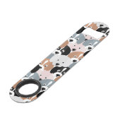 Niedliche Hunde Pink Black Illustration Speed Flaschenöffner (Rückseite Schrägansicht)