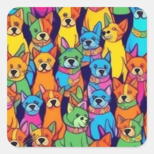 Niedliche Hunde Quadratischer Aufkleber (Vorderseite)