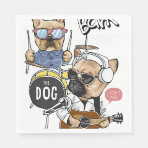 Niedliche Hunde Rock Band Gitarre spielen Essentia Serviette
