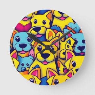 Niedliche Hunde Runde Wanduhr