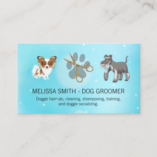 Niedliche Hunde | Schere | Dog Paw Terminkarte (Vorderseite)