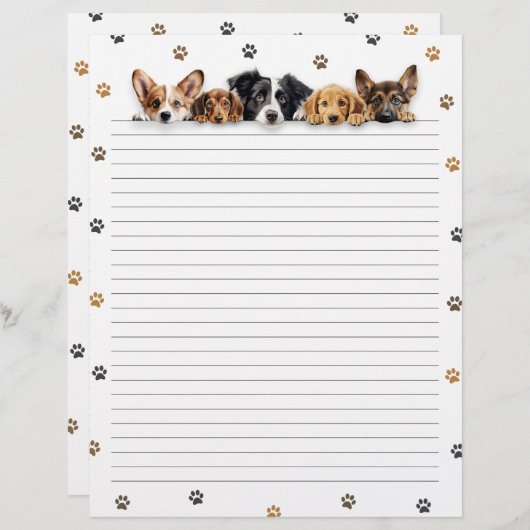 Niedliche Hunde Schreibpapiereinlage (Vorne/Hinten)