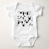 Niedliche Hunde: schwarzer, weißer Cartoon. Baby Strampler (Vorderseite)
