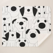 Niedliche Hunde: schwarzer, weißer Cartoon. Sherpadecke (Vorderseite (Horizontal))