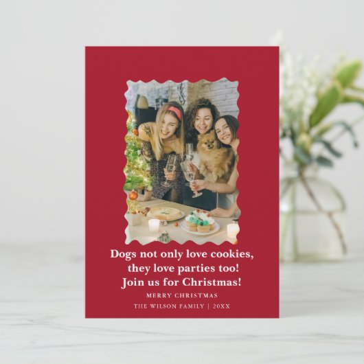 Niedliche Hunde Sprichwort Weihnachtskarte Einladung (Stehend Vorderseite)
