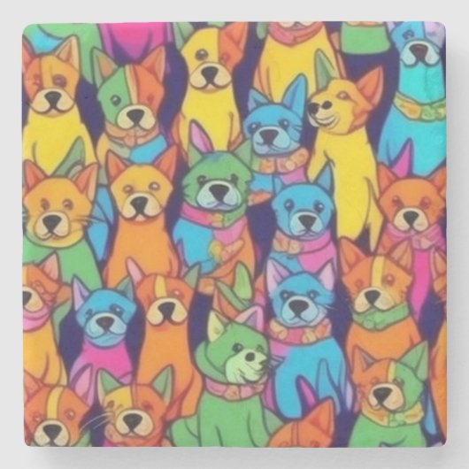 Niedliche Hunde Steinuntersetzer (Vorderseite)