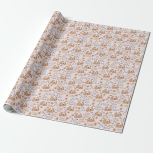 Niedliche Hunde, Sterne, Linien: Vintag nahtlos Geschenkpapier