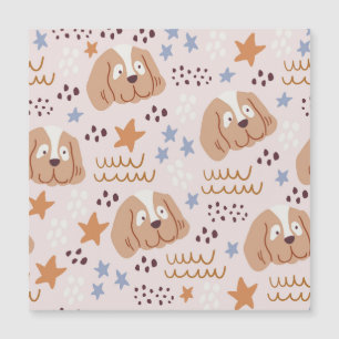 Niedliche Hunde, Sterne, Linien: Vintag nahtlos Magnetkarte