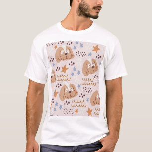 Niedliche Hunde, Sterne, Linien: Vintag nahtlos T-Shirt