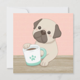 Niedliche Hunde & Tasse Illustration Art Dankeskarte