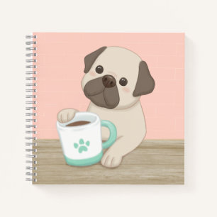 Niedliche Hunde & Tasse Illustration Art Notizblock