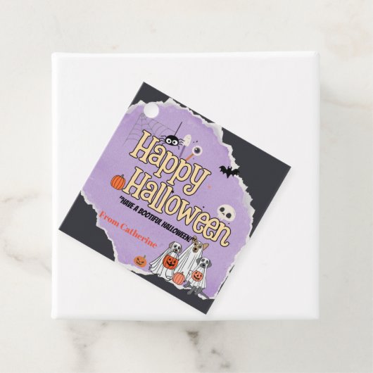 Niedliche Hunde Trick oder behandeln Halloween-Ein Geschenkanhänger (Beispiel)