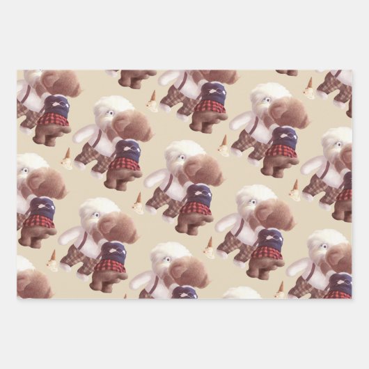 Niedliche Hunde umarmt Geschenkpapier Set (Vorderseite)