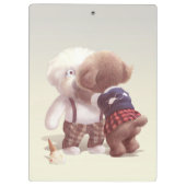 Niedliche Hunde umarmt Klemmbrett (Rückseite)